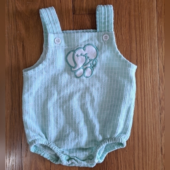 Vintage Carter's Unisex Baby Boy Girl 9 Months Mint Green Romper One Piece - Picture 1 of 8